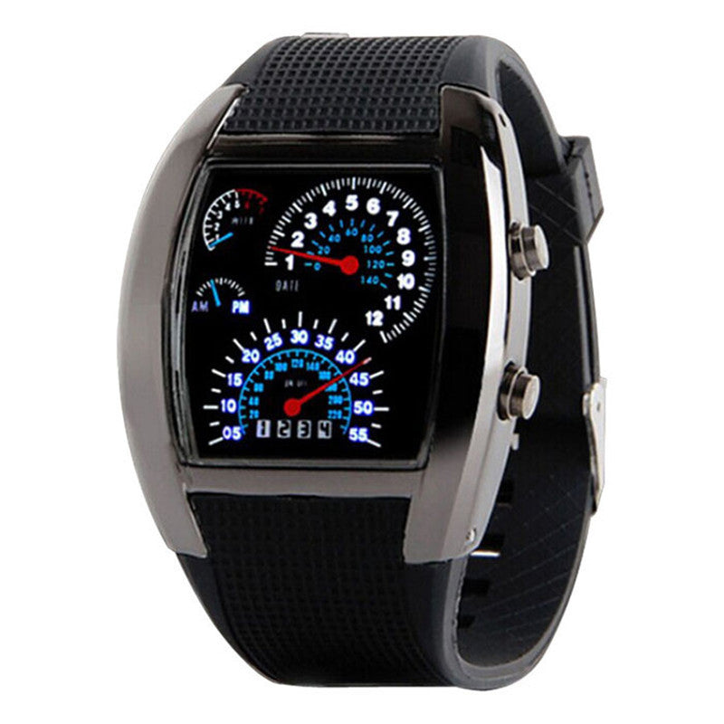 Aviation Turbo Dial Flash LED Watch