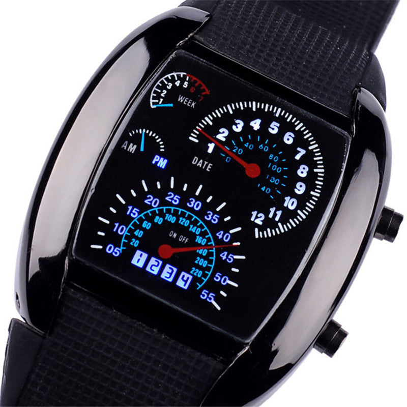 Aviation Turbo Dial Flash LED Watch