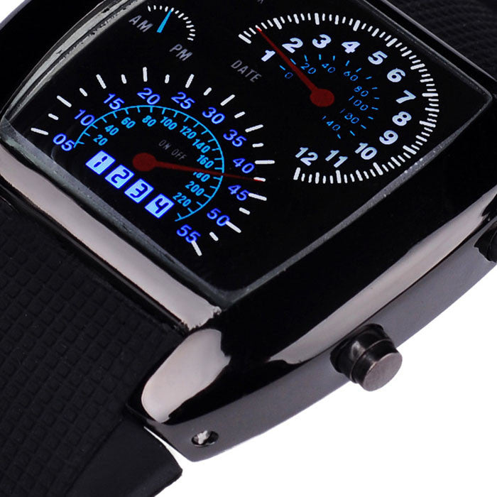 Aviation Turbo Dial Flash LED Watch